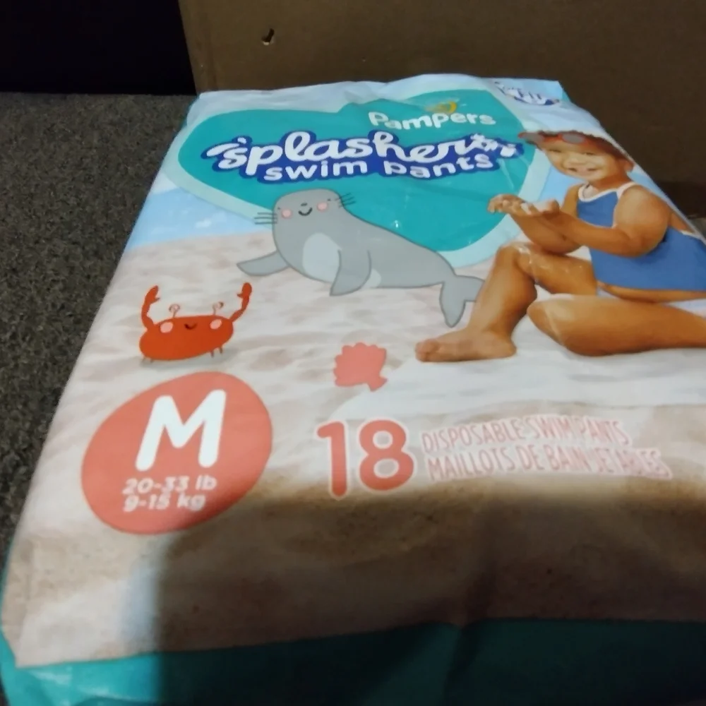 Pampers Splashers Swim Pants 18 CT Size Medium (20-33 lbs)